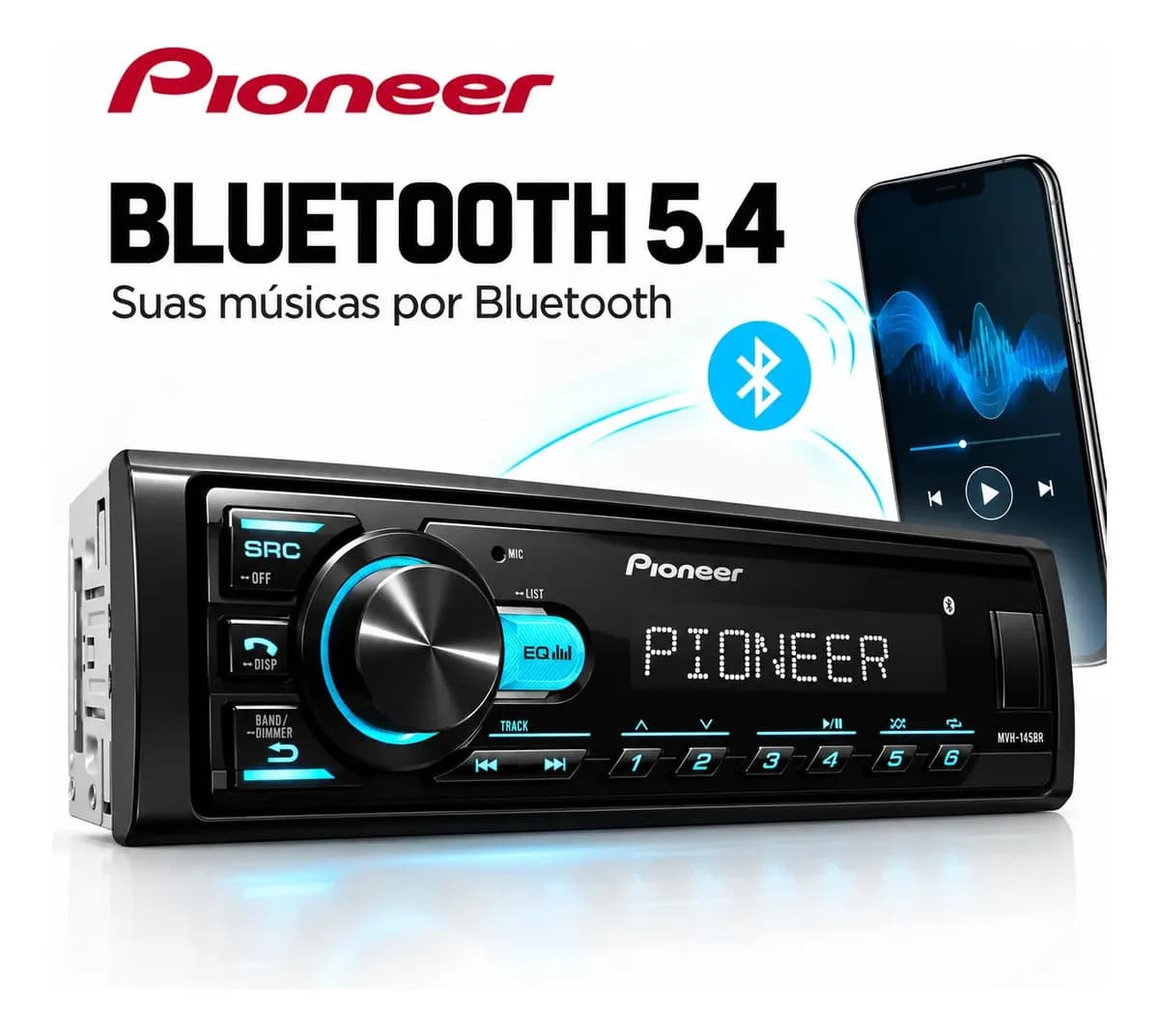 Radio Pioneer Bluetooth Automotivo Mvh-145br Usb Mp3 Fm — imagem 5