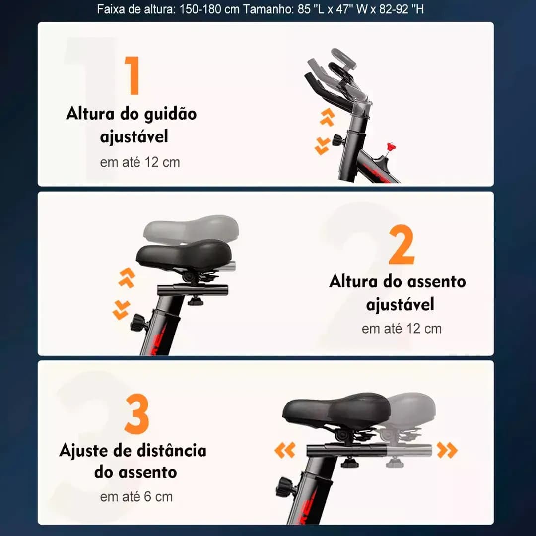 Bicicleta Ergométrica Bike Spinning Para Exercícios Com Volante e Display LCD — imagem 4