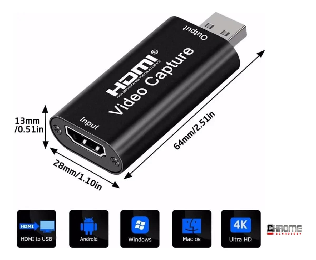Placa De Captura Hdmi 4k Usb 1080p Full Hd Live Streaming Conversor Video Gamer Plug Play Chrome Technology — imagem 6