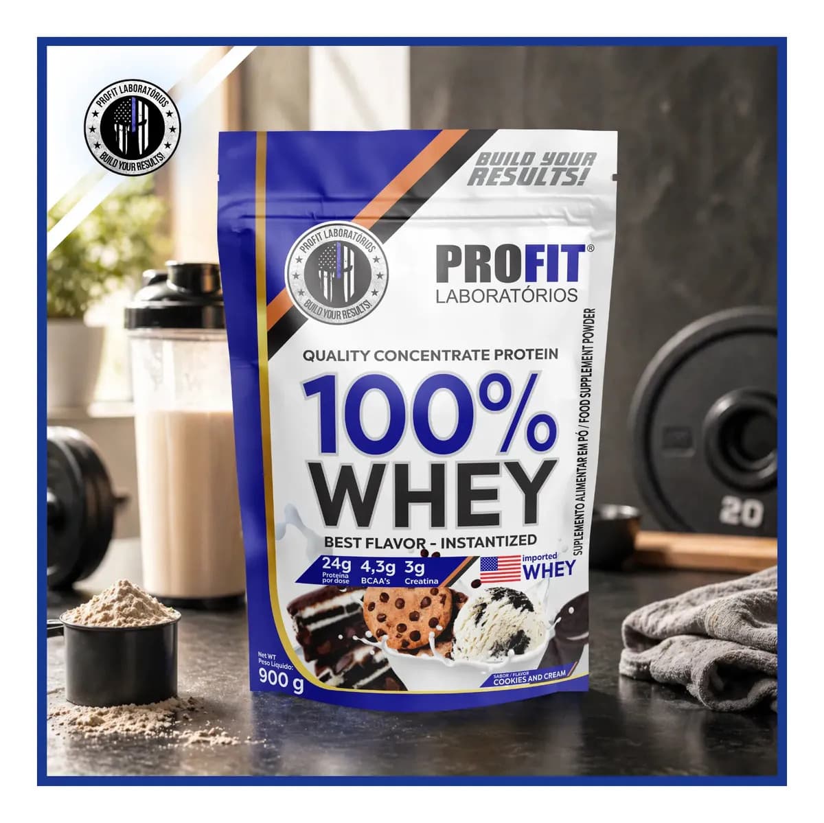Whey protein Profit 100% Quality Concentrate em pó sabor Cookies and cream x 900g — imagem 3