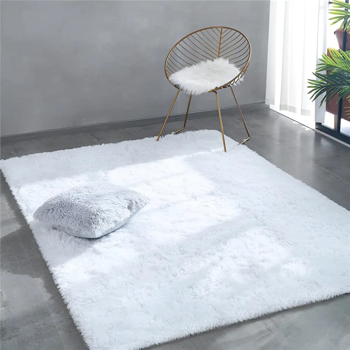 Tapete 2x1,5 Sala Peludo Quarto Cores Variadas Cor Branco Desenho Do Tecido Pelo Alto — imagem 4