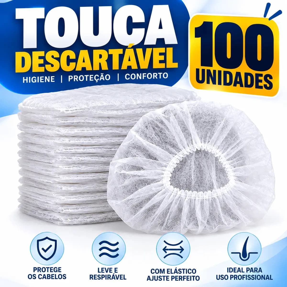Toucas Descartável De Tnt Vabene Branco Pac. C/100 — imagem 2