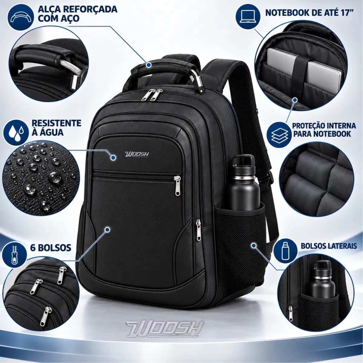 Mochila Masculina Grande Notebook Impermeável Reforçada Woosh — imagem 2