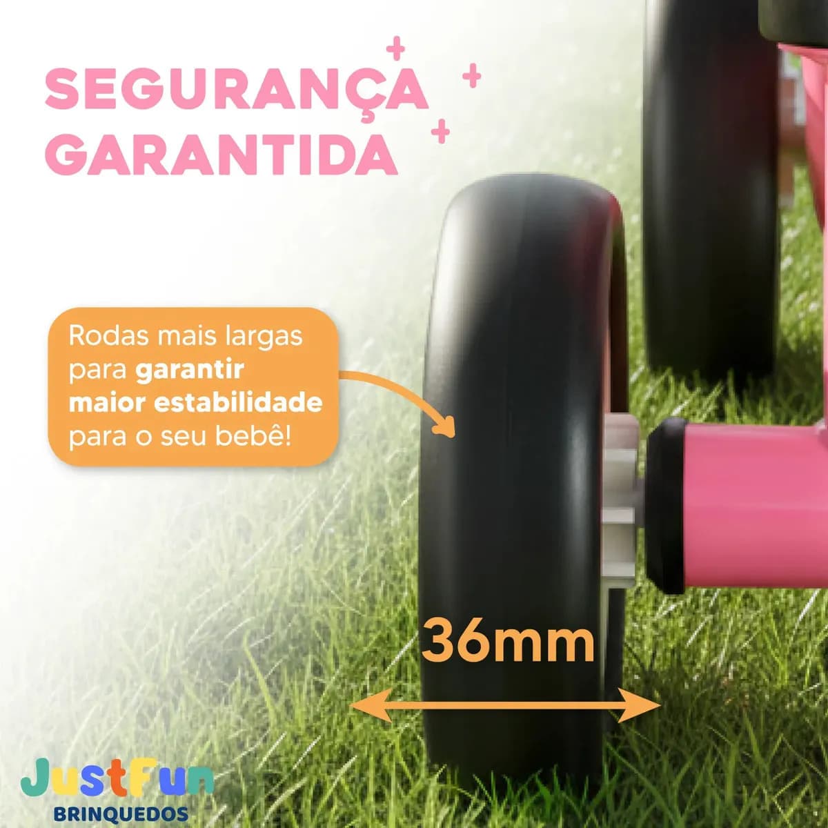 Bicicleta De Equilíbrio Bike Infantil Sem Pedal JustFun Brinquedos Cor Rosa — imagem 4