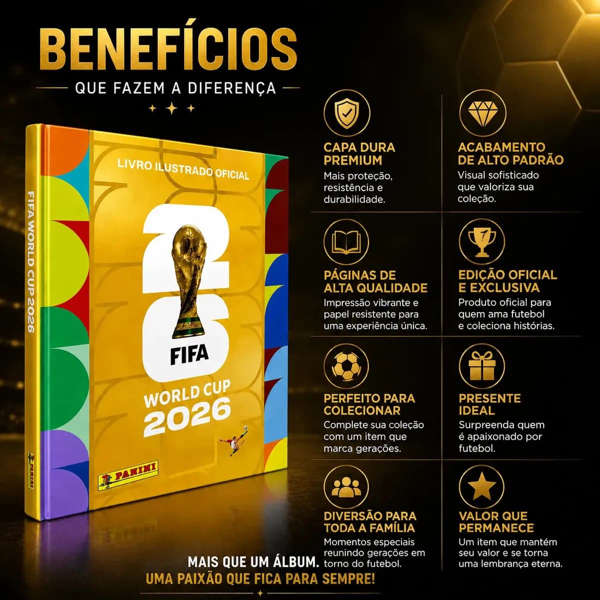 Álbum Copa Do Mundo 2026 Capa Dura Ouro Dourado Panini — imagem 3