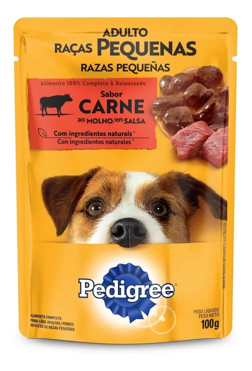 Ração Úmida Pedigree para Cão Adulto de Raças Pequenas Sabor Carne ao Molho - Kit com 12 Sachês de 100g — imagem 2