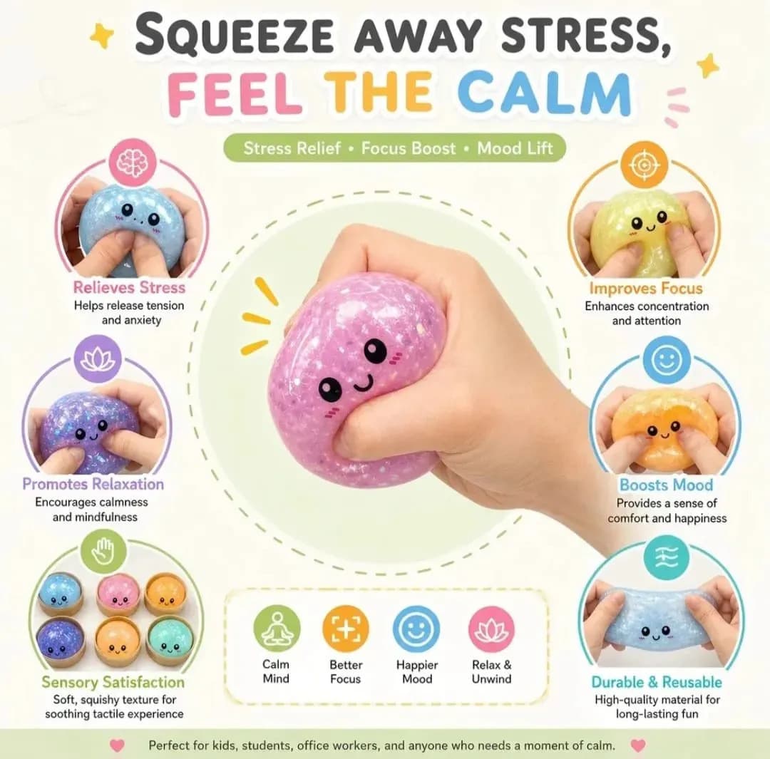 Squishy Infantil Brinquedo Sensorial Macio E Fofo Para Crianças Apertar Relaxar Colorido — imagem 4