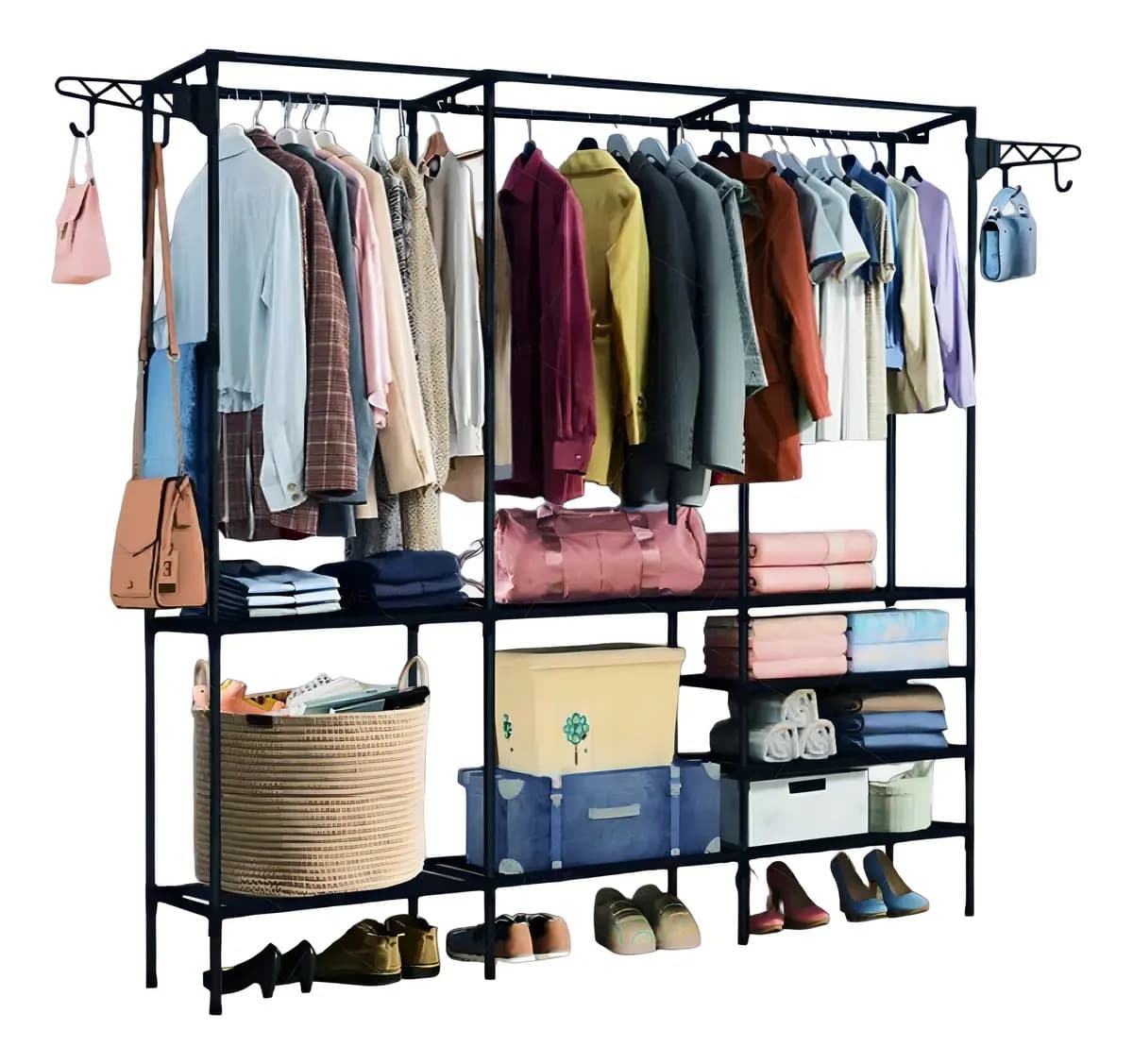 Cabideiro Arara Closet Roupas Sapateira Triplo Cor Preto — imagem 5
