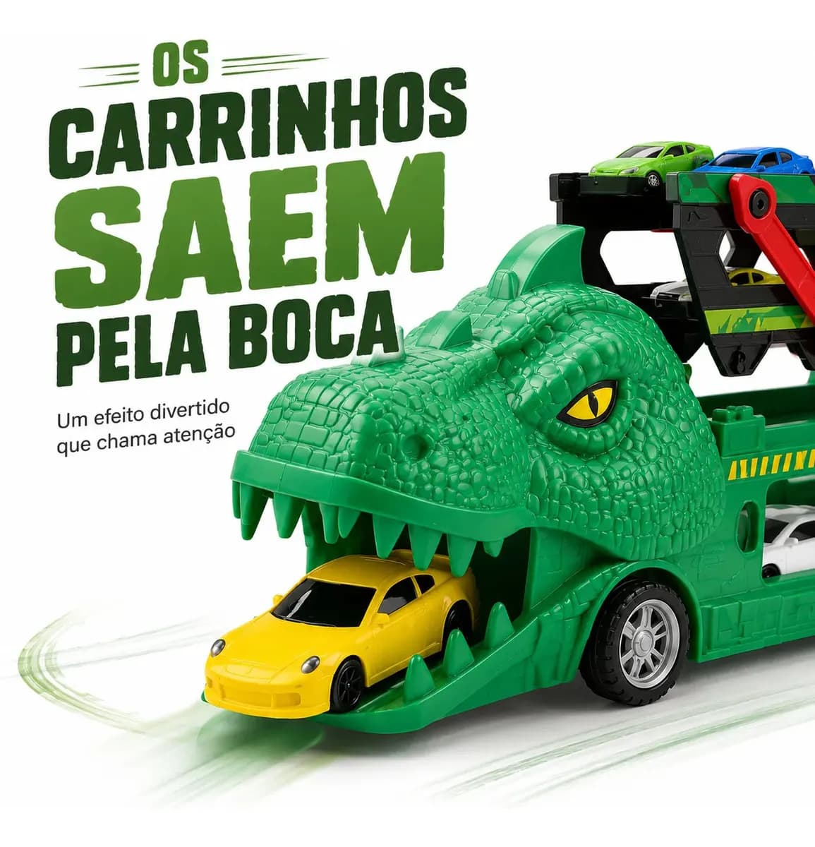 Lançador Dino Dinossauro 6 Carrinhos Brinquedo Infantil Pista De Corrida Super Velocidade Automático Presente Menino 3 anos — imagem 5