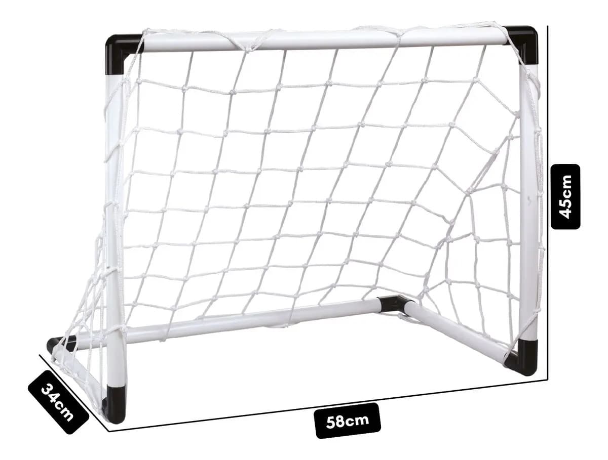 Trave Futebol Kit 2 Mini Golzinhos Gol Infantil Bola E Bomba Branco — imagem 2