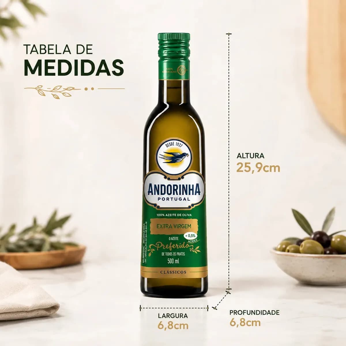 Azeite de Oliva Extra Virgem Vidro Andorinha 500ml — imagem 6