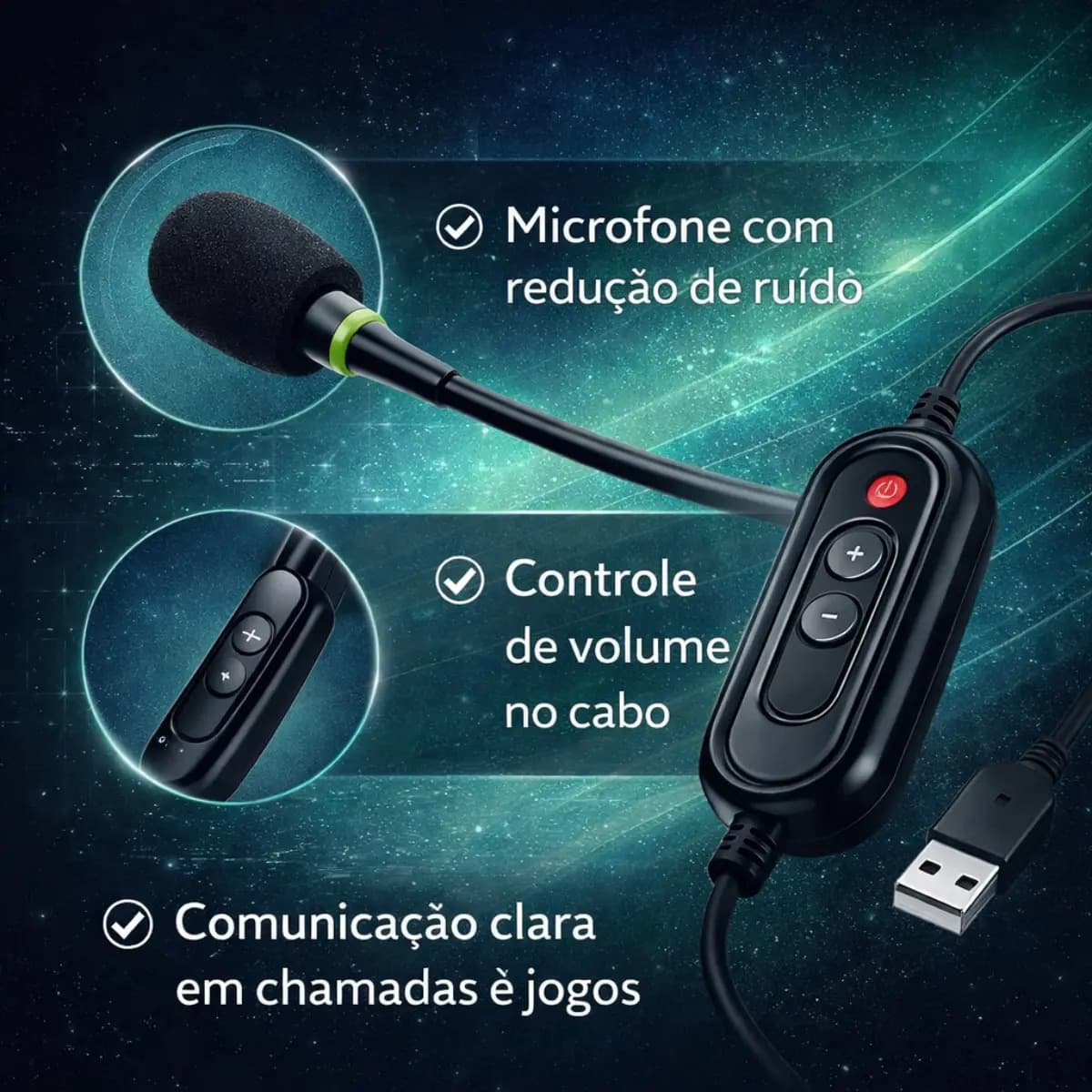 Fone De Ouvido Headset Office Usb Microfone Reunião Empresa Call Computador Telefone Pc Notebook Microfone Para Reunião Home Office Jogos Trabalho — imagem 6