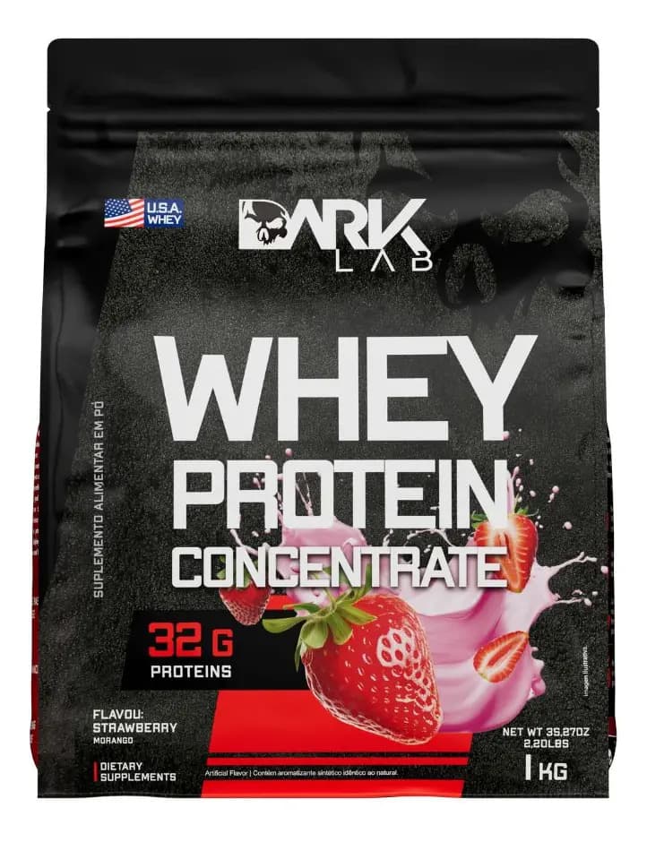 Whey Protein Concentrado 1kg Morango Dark Lab — imagem 3