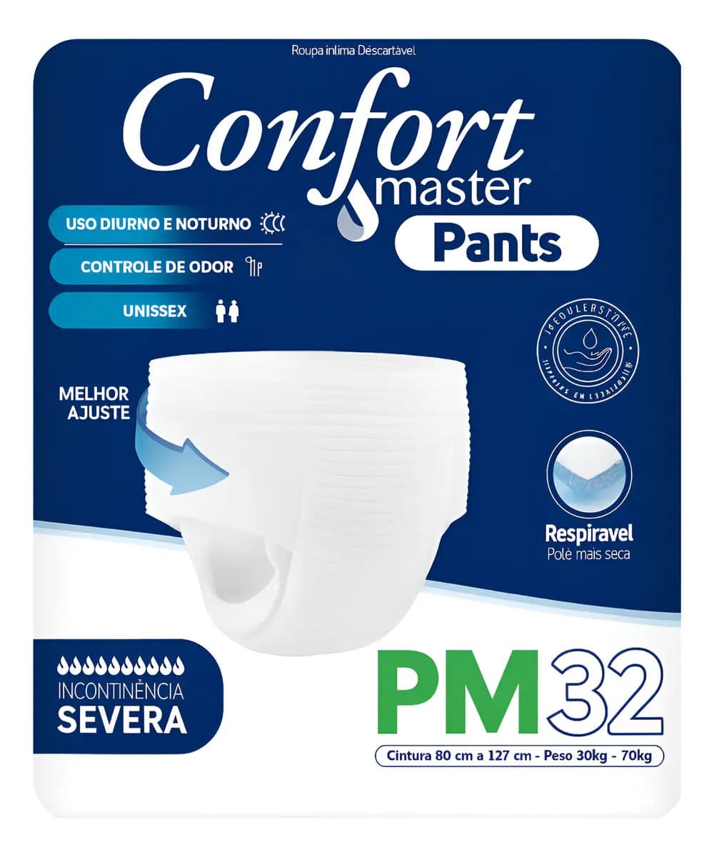 Fralda Geriátrica Adulto Confort Master Pants | Tamanho P/M | 32 Unidades
