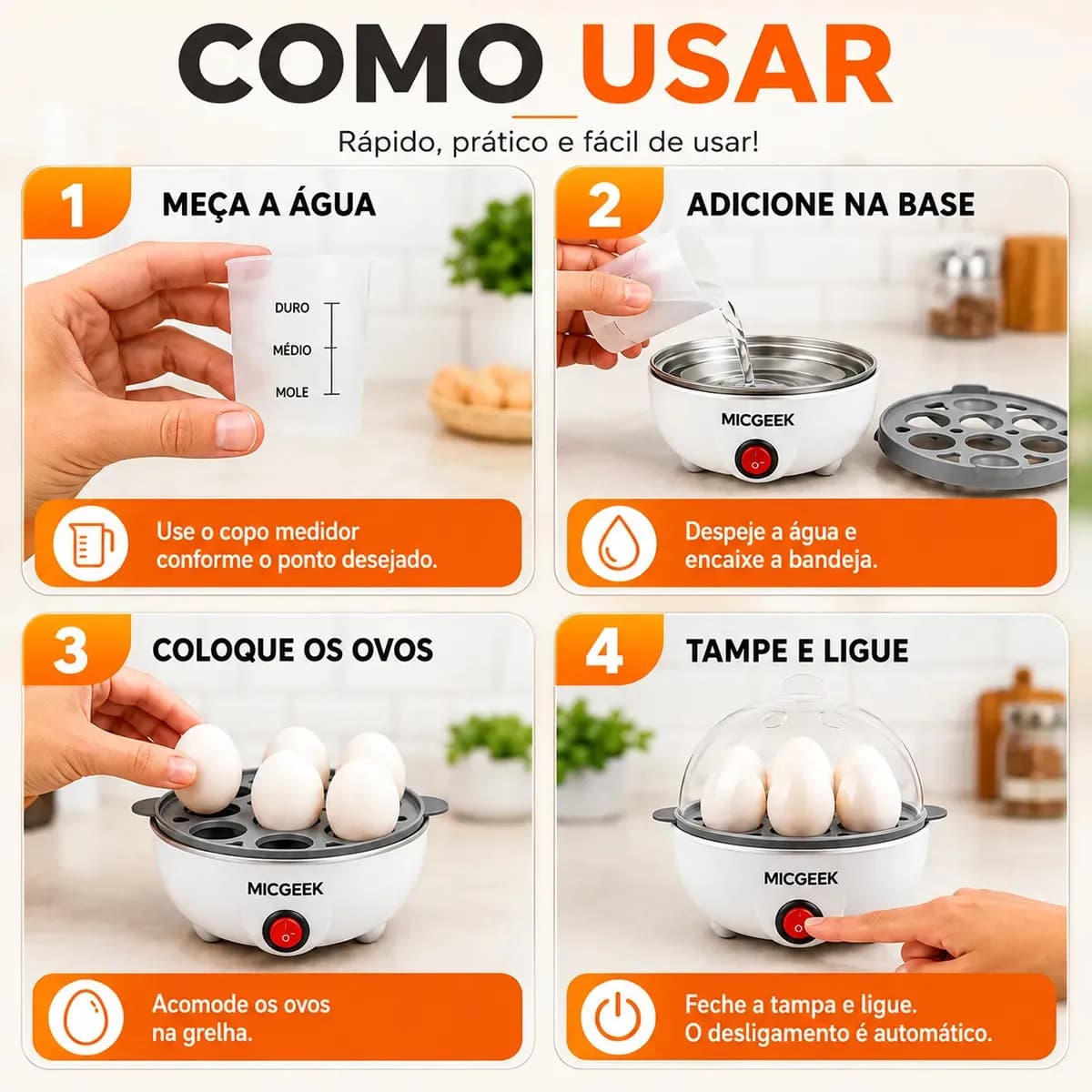 Cozedor De Ovos Automático Panela A Vapor Elétrica Legumes Elétrica Portátil Prático Rápido 7 Ovos Em 5min Micgeek — imagem 6