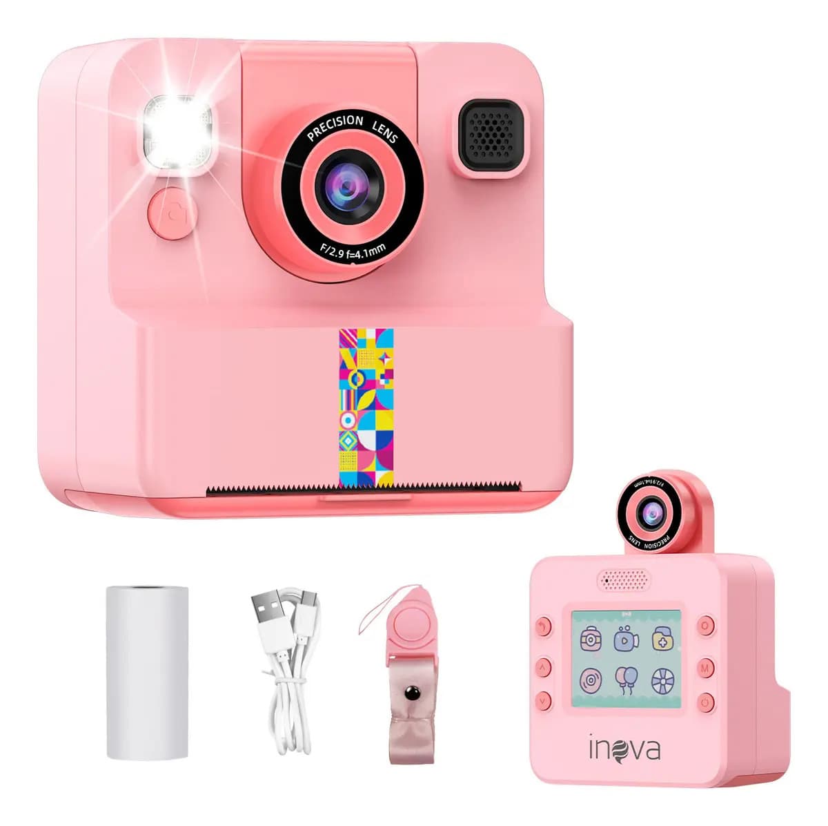 Câmera Fotográfica Infantil Impressora Instantânea Foto, 1080p Fotos Vídeo Digital De Alta Definição, Jogos Divertidos, Presentes Para Crianças, Para Crianças D
