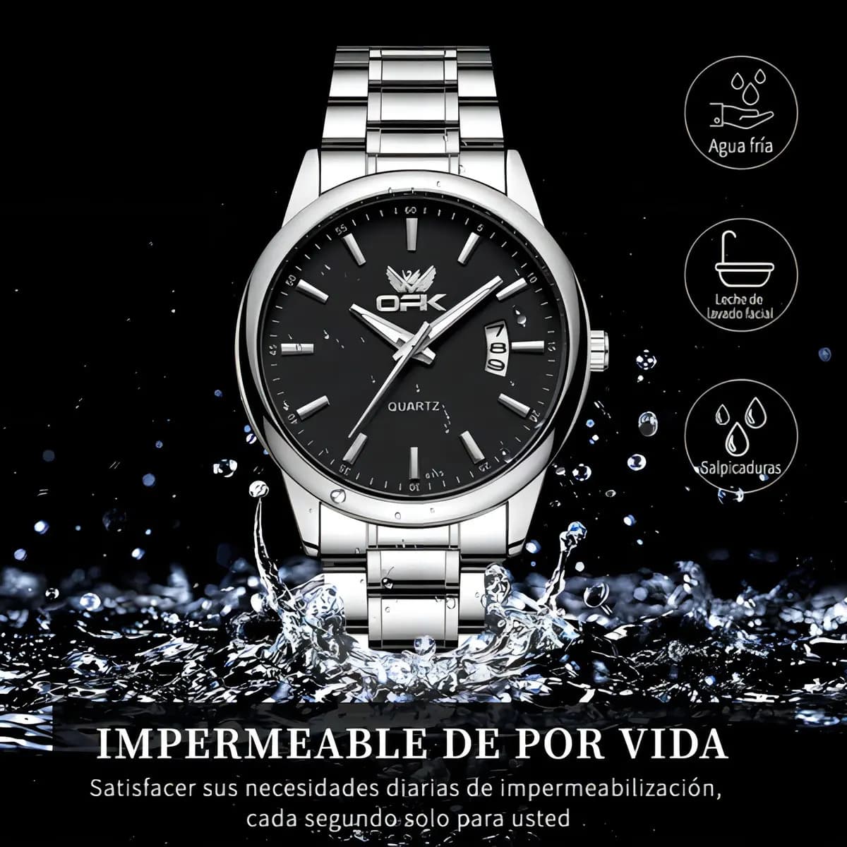 Cor de fundo do relógio masculino Opk 6010 Quartz original: preto — imagem 3
