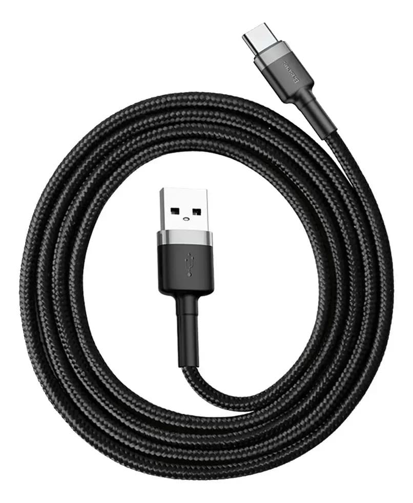 Cabo Rápido Usb Para Tipo- C Baseus Cafule Nylon 3a 1 Metro Cor Preto — imagem 6