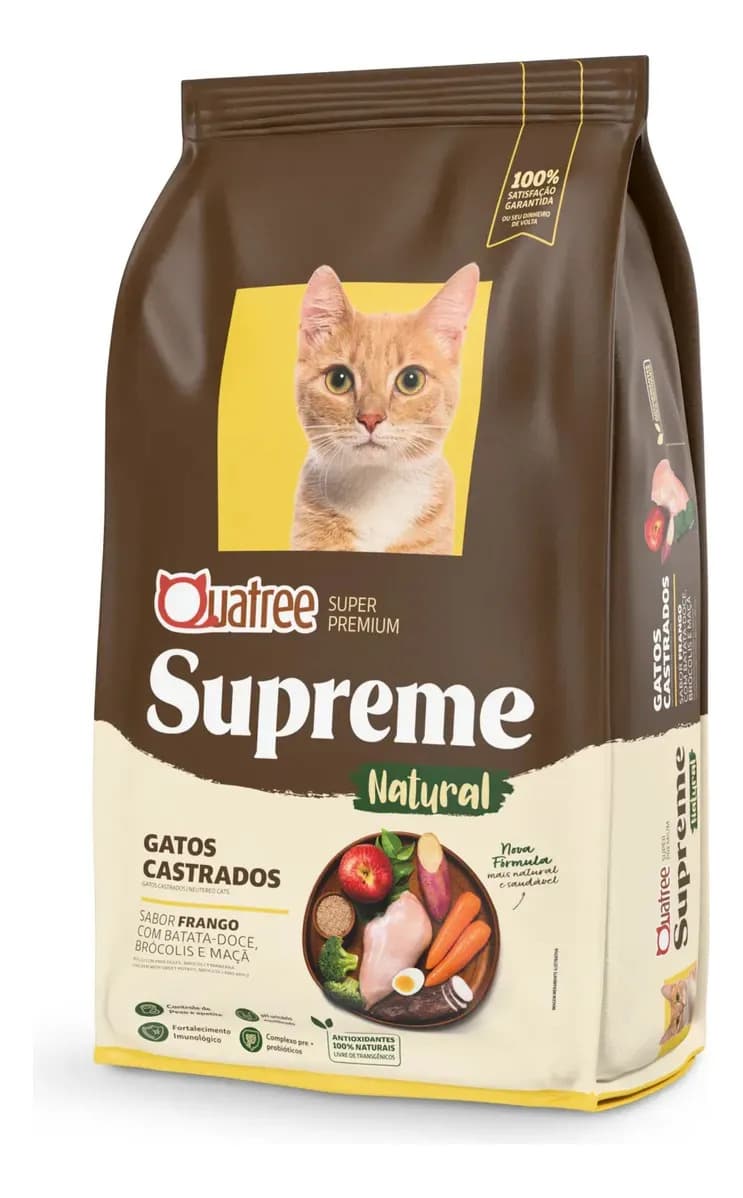 Ração Quatree Supreme Gatos Castrados Frango E Batata Doce 10,1 kg