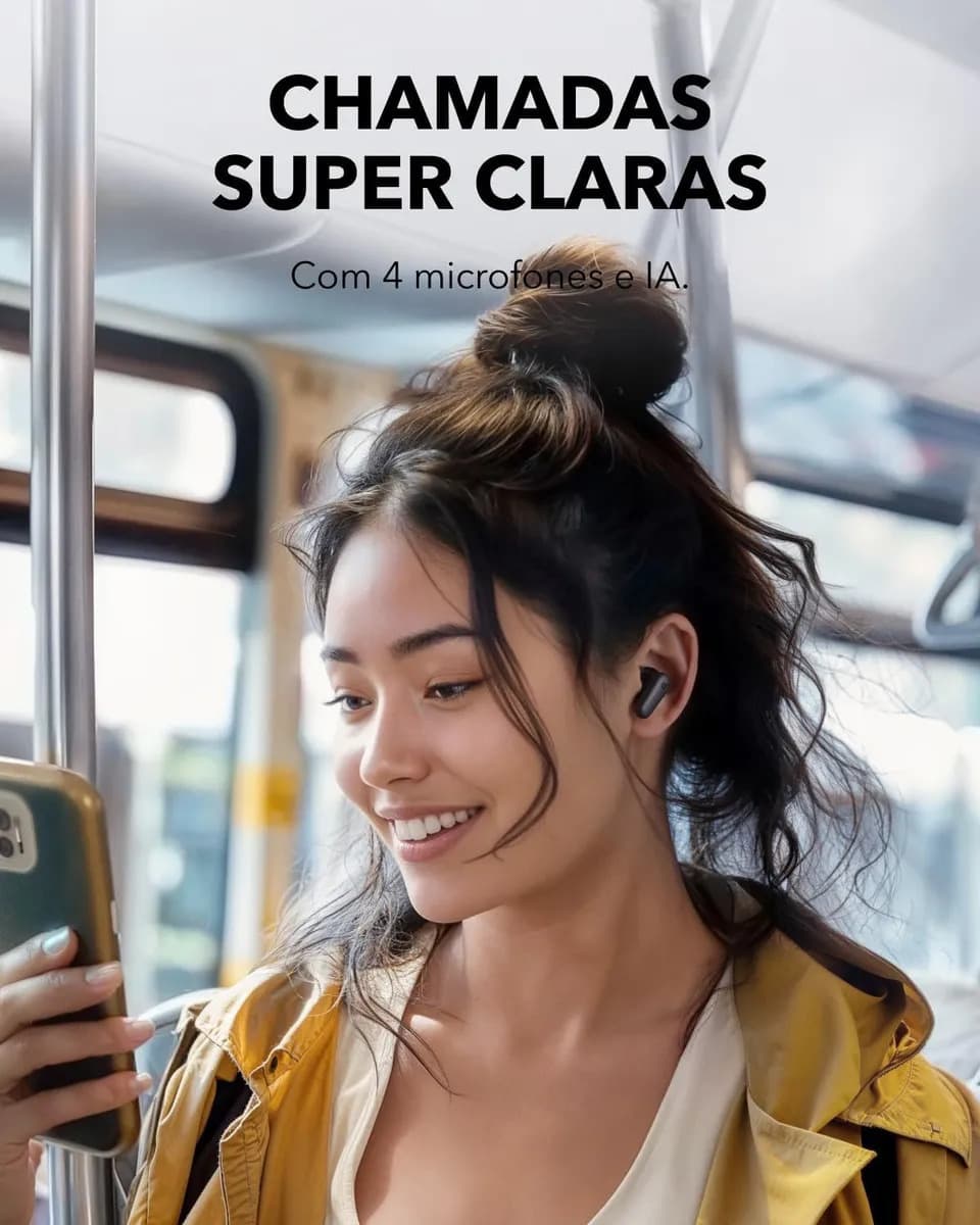 Fone de Ouvido Bluetooth 5.4 soundcore P30i da Anker, Cancelamento de Ruído Adaptativo, Graves Poderosos, 45H de Reprodução, Estojo 2-em-1 com Suporte para Celu — imagem 5