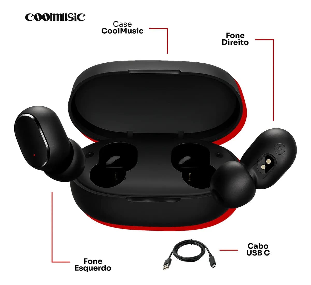 Fone De Ouvido Bluetooth 5.1 Sem Fio Tws Wireless Bateria Longa Duração E Conexão Rápida Coolmusic — imagem 5
