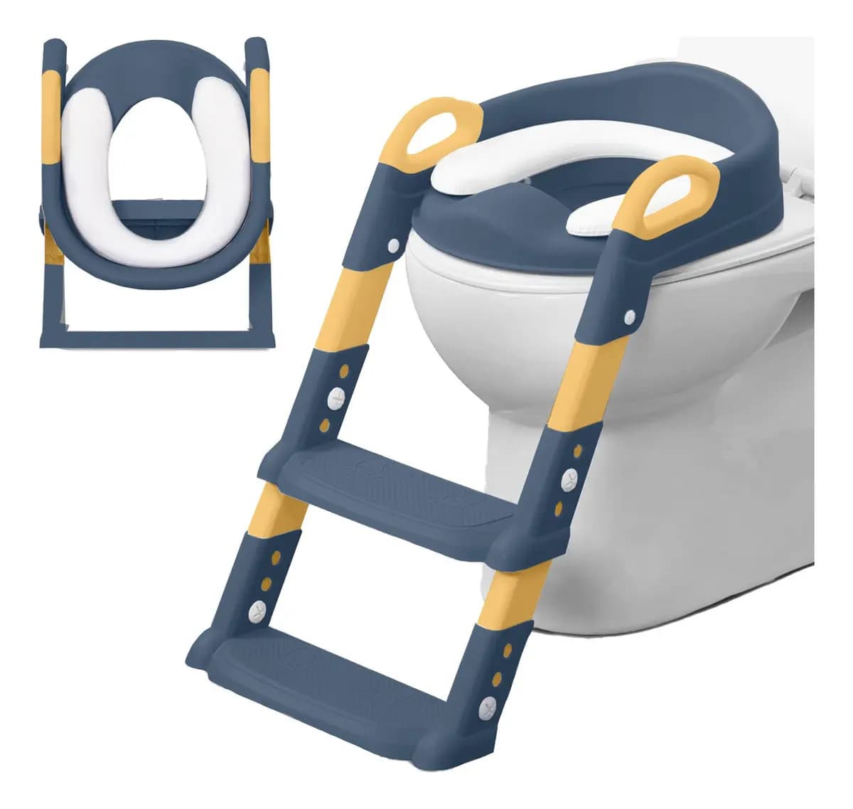 Assento Redutor Infantil Escada Para Vaso Sanitário Troninho Cor Azul Lisa