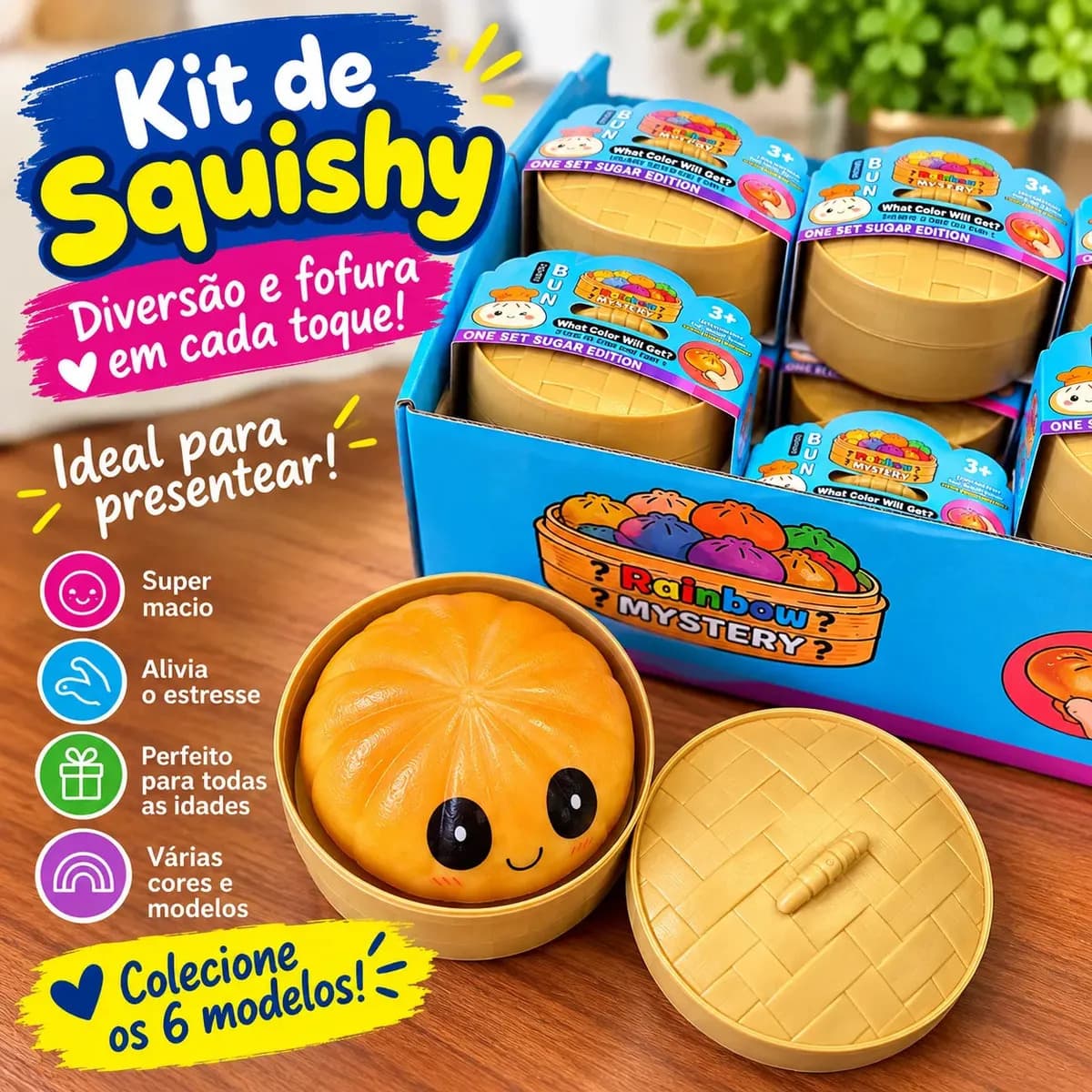 Squishy Bolinha Antiestresse Sensorial Brinquedo Infantil Presente Dia Das Crianças Menino Menina Lembrancinha Festa Aniversário Taba Gel Colorido Relaxante Ape
