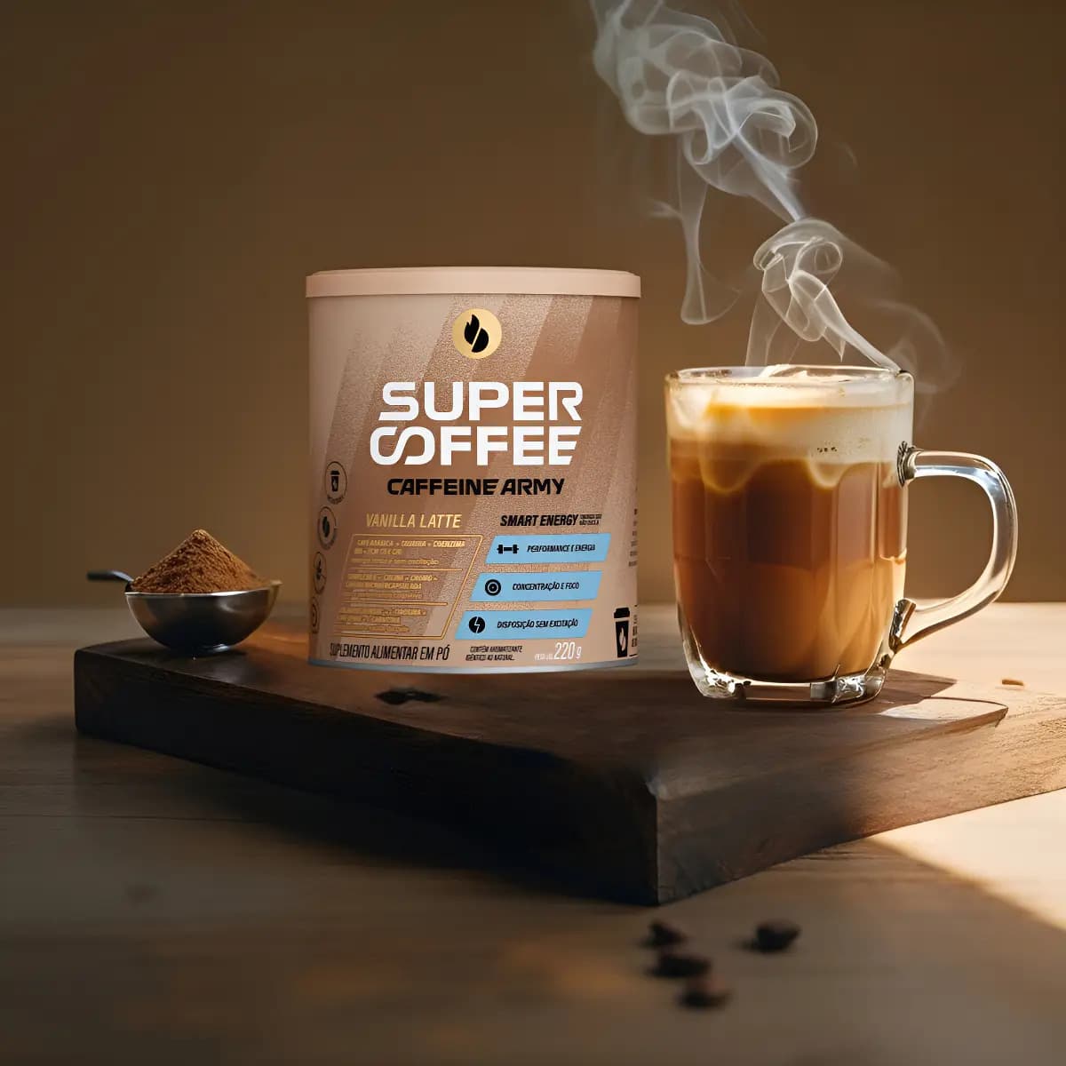 Supercoffee Vanilla Latte Caffeine Army, Suplemento de Energia em Pó com 220g — imagem 2