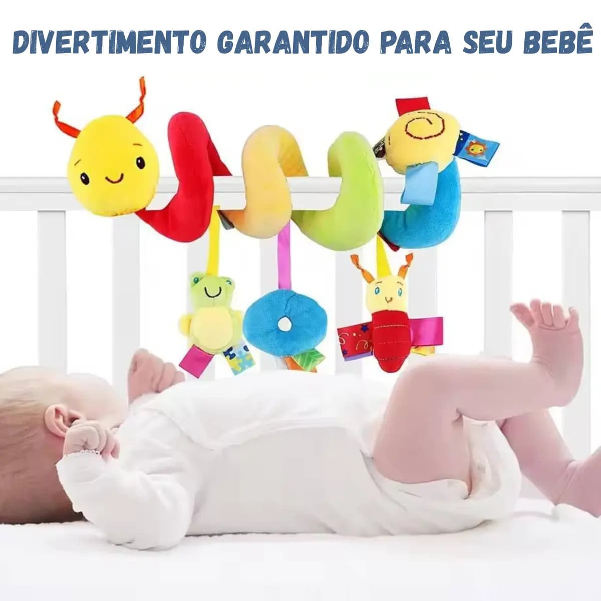 Móbile Centopeia Em Espiral Bebe Para Carrinho, Berço Com Chocalho Multisensorial 1ª Infância Bebê Conforto Marca D Dose — imagem 6