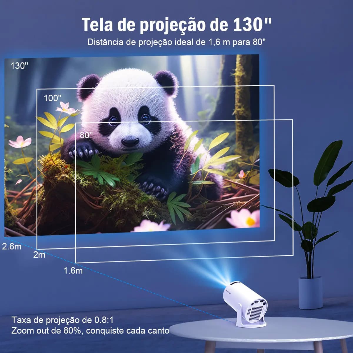 Magcubic Portátil Projetor Hy300pro Mini Smart TV Android 11 290Ansi Lumens Bluetooth 5.4 WI-FI 6 Full Hd 4K Hdmi Usb Cinema Home Branco — imagem 6