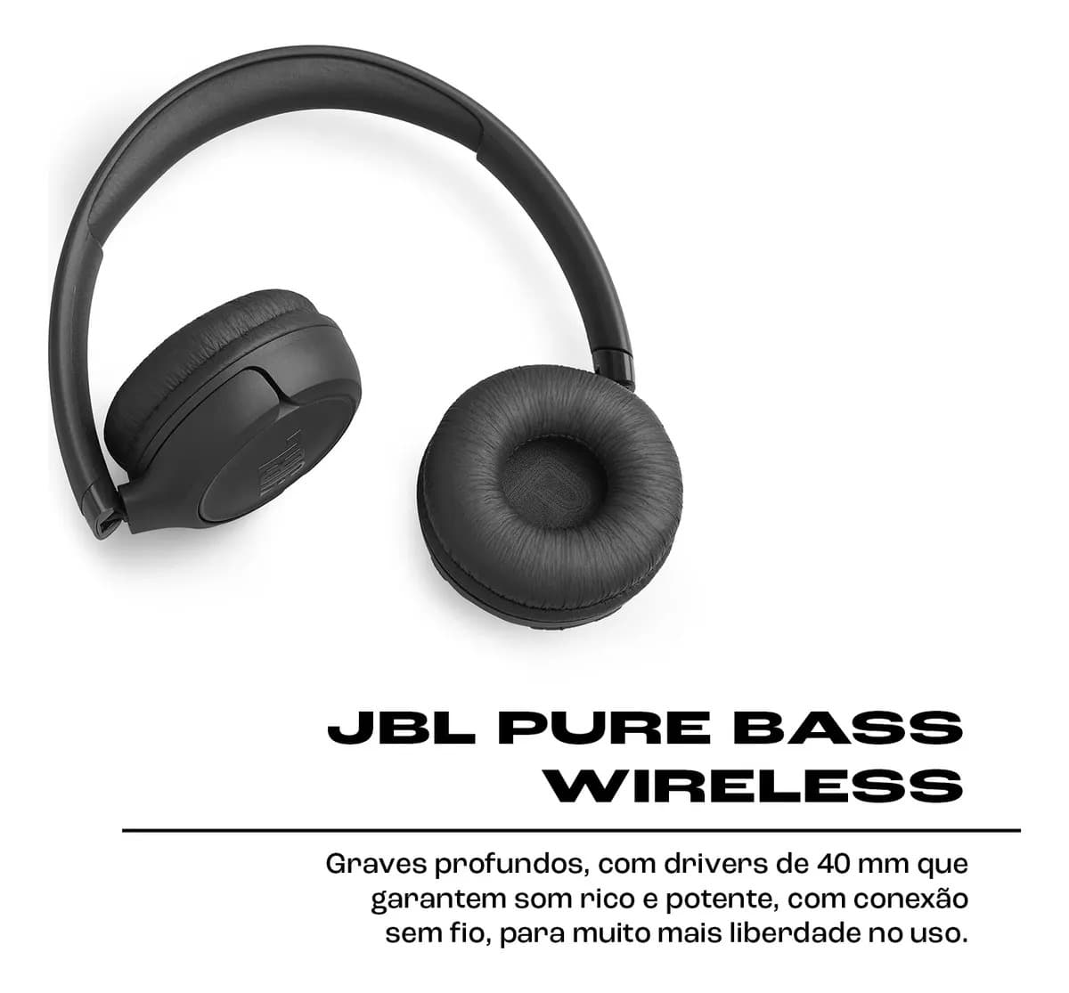 Fone de Ouvido JBL Tune 530BT Bluetooth Sem Fio Preto Headphone com Microfone Wireless Estéreo Graves Potentes Confortável — imagem 2