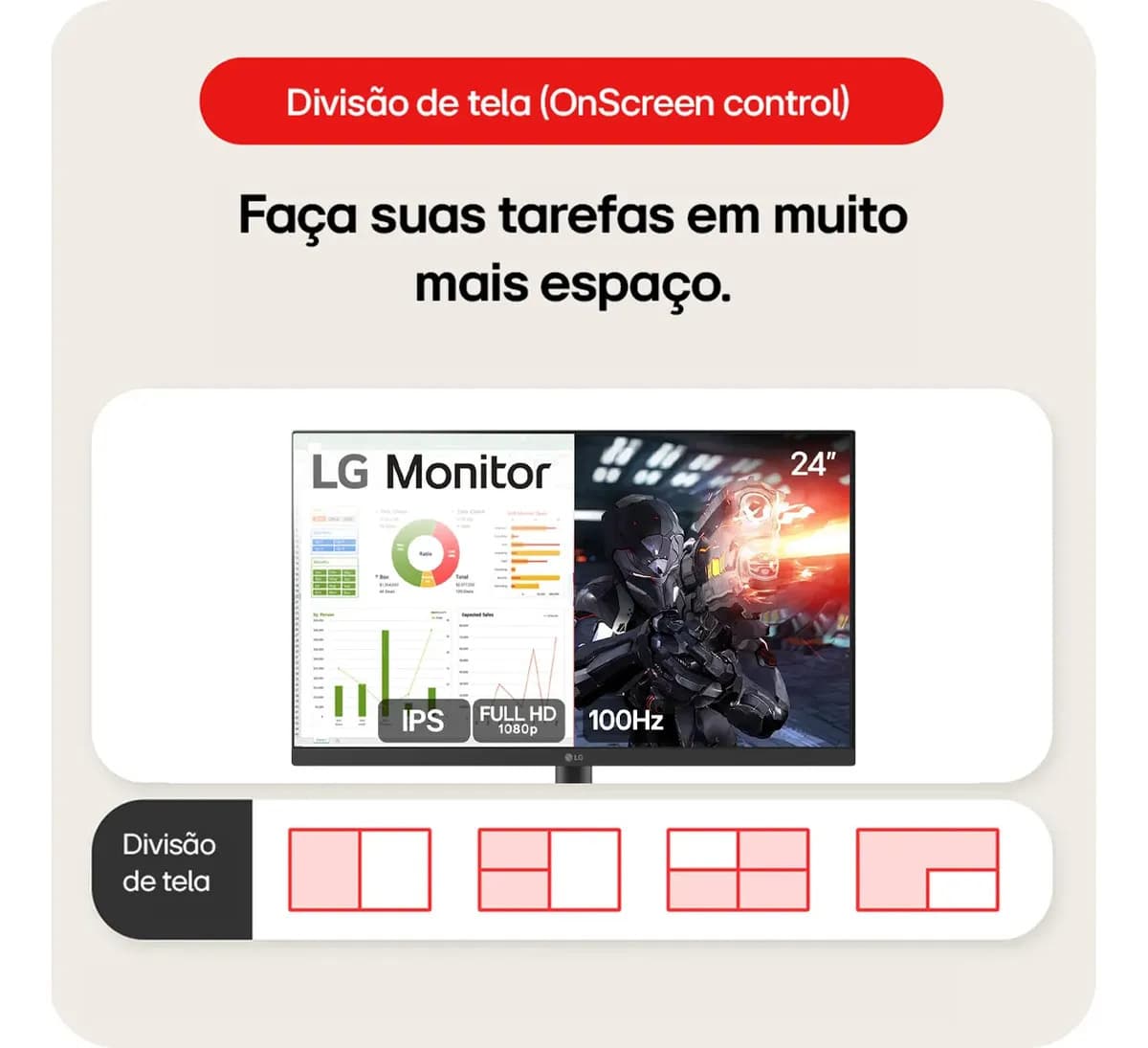 Monitor PC Gamer LG 24”- IPS, Full HD, 100Hz, HDMI, Preto - 24MS500-B — imagem 5
