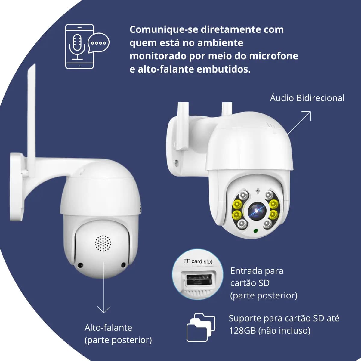 Câmera Ip A8 App Icsee Infravermelho Prova D'água Externa Wifi Hd Cor Branco — imagem 6