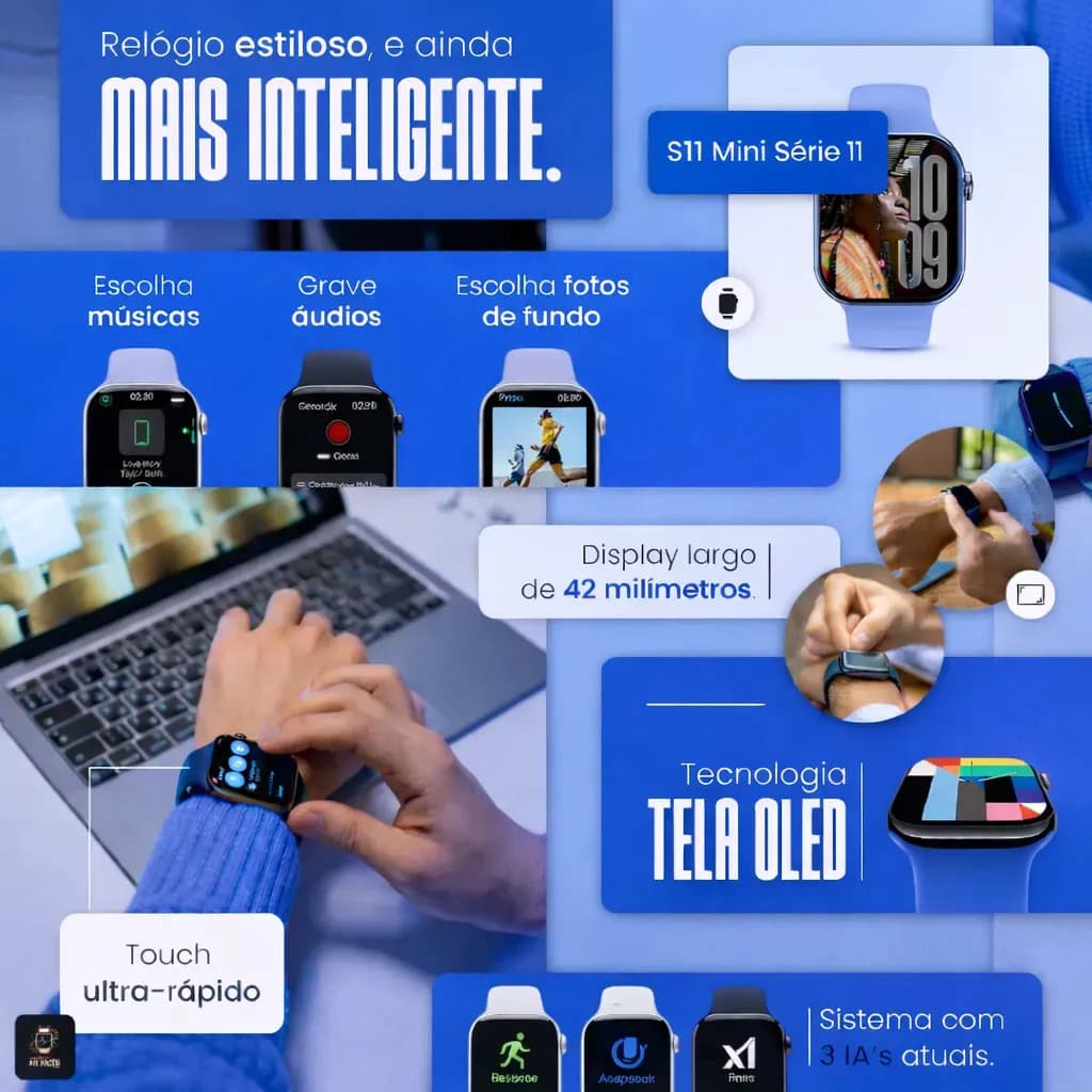 Relógio Microwear Smartwatch S11 Mini Series 11 42mm Whatsapp Gps Nfc 2026 Rosa SMARTWATCH ADVANCED PRO — imagem 4