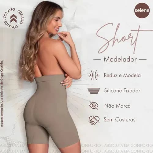 Short Alto Redutor Sem Costura Com Silicone No Cós Selene 20110 Cor Chocolate Tamanho G — imagem 2