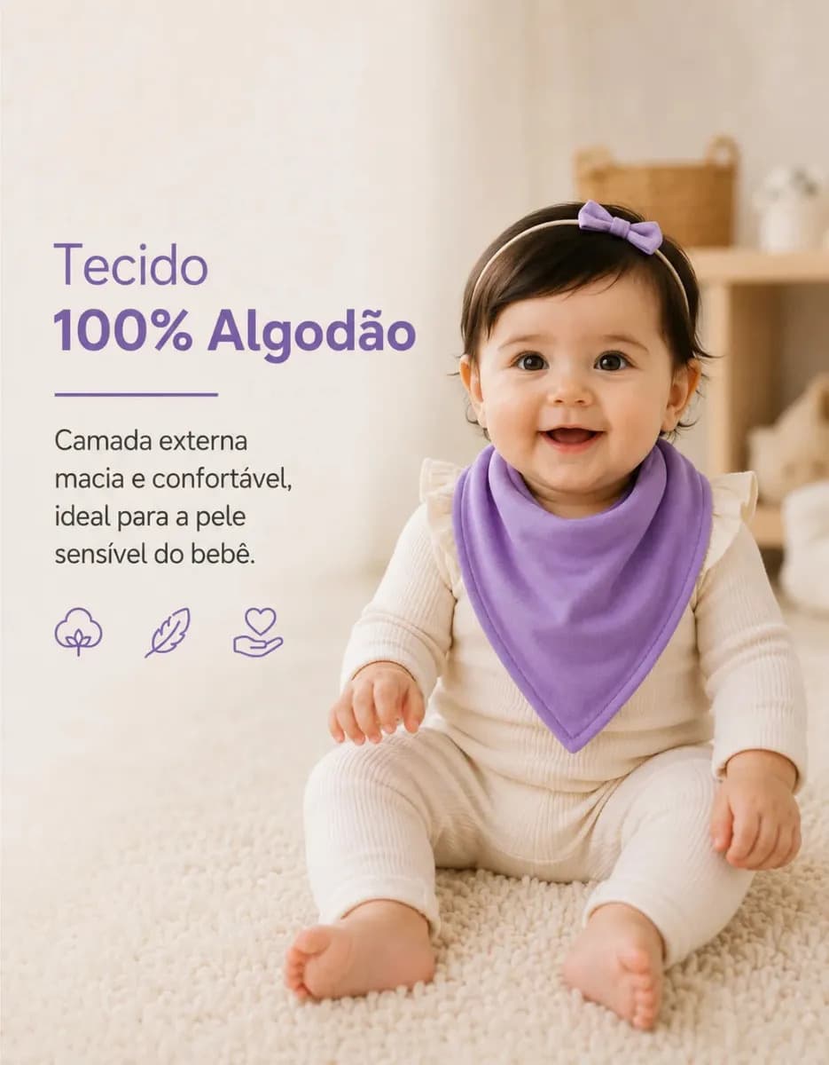 Babador Bandana Bebê Menina Impermeável, Kit 5, Eternizare Borboletas Tamanho UN — imagem 4