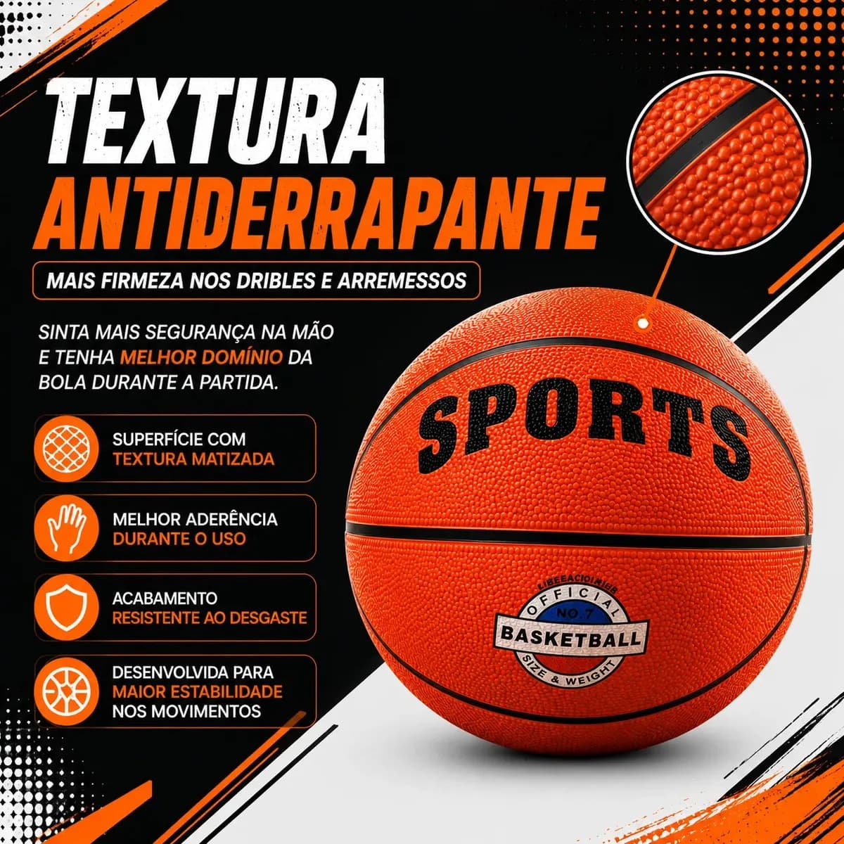 Bola De Basquete Profissional Tamanho 7 Babuu Brinquedos Educativos — imagem 4