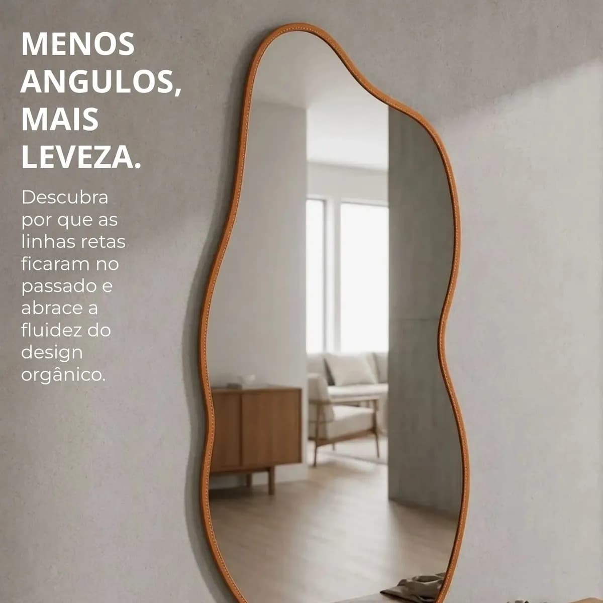 Espelho 100x50 Orgânico Corpo Inteiro Grande Moldura Caramelo — imagem 2