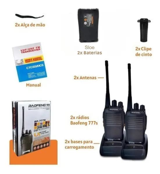 Kit 2 Radio Comuncador 16 Ch 12km Baofeng 777s Ht Cor Preto — imagem 3