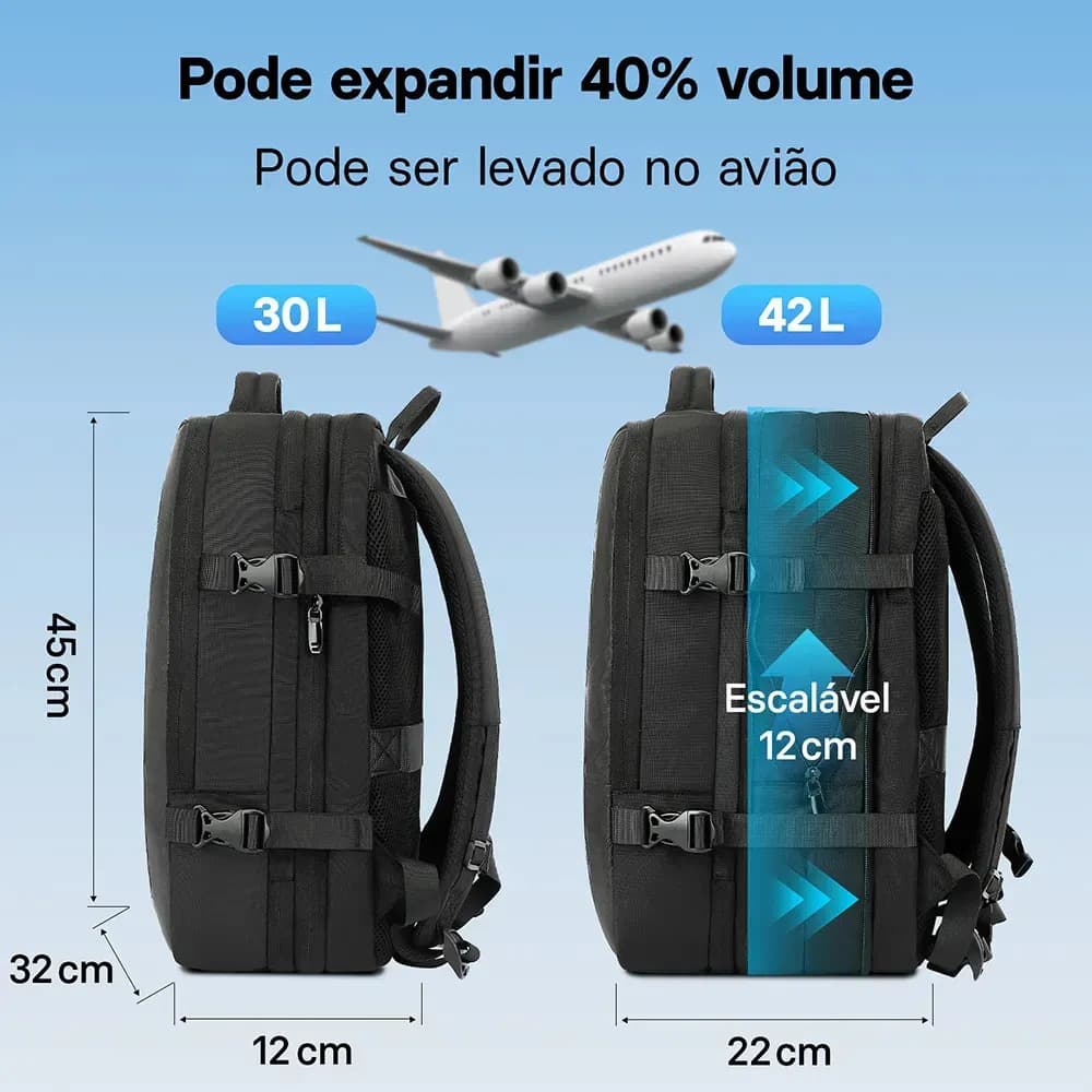 Mochila Viagem Feminina Masculina Para Notebook Executiva Cor Preto — imagem 4
