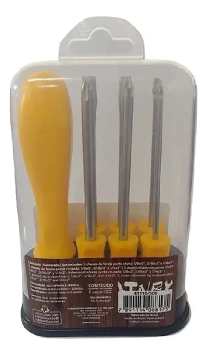 Conjunto 6 Ferramentas Fenda E Philips Tramontina Completo — imagem 3