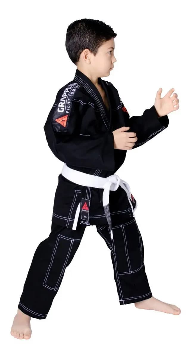 Kimono Preto Jiu Jitsu Infantil Com Faixa Tamanho M3 11 A 12 Anos Ate 1,50 Metros — imagem 2
