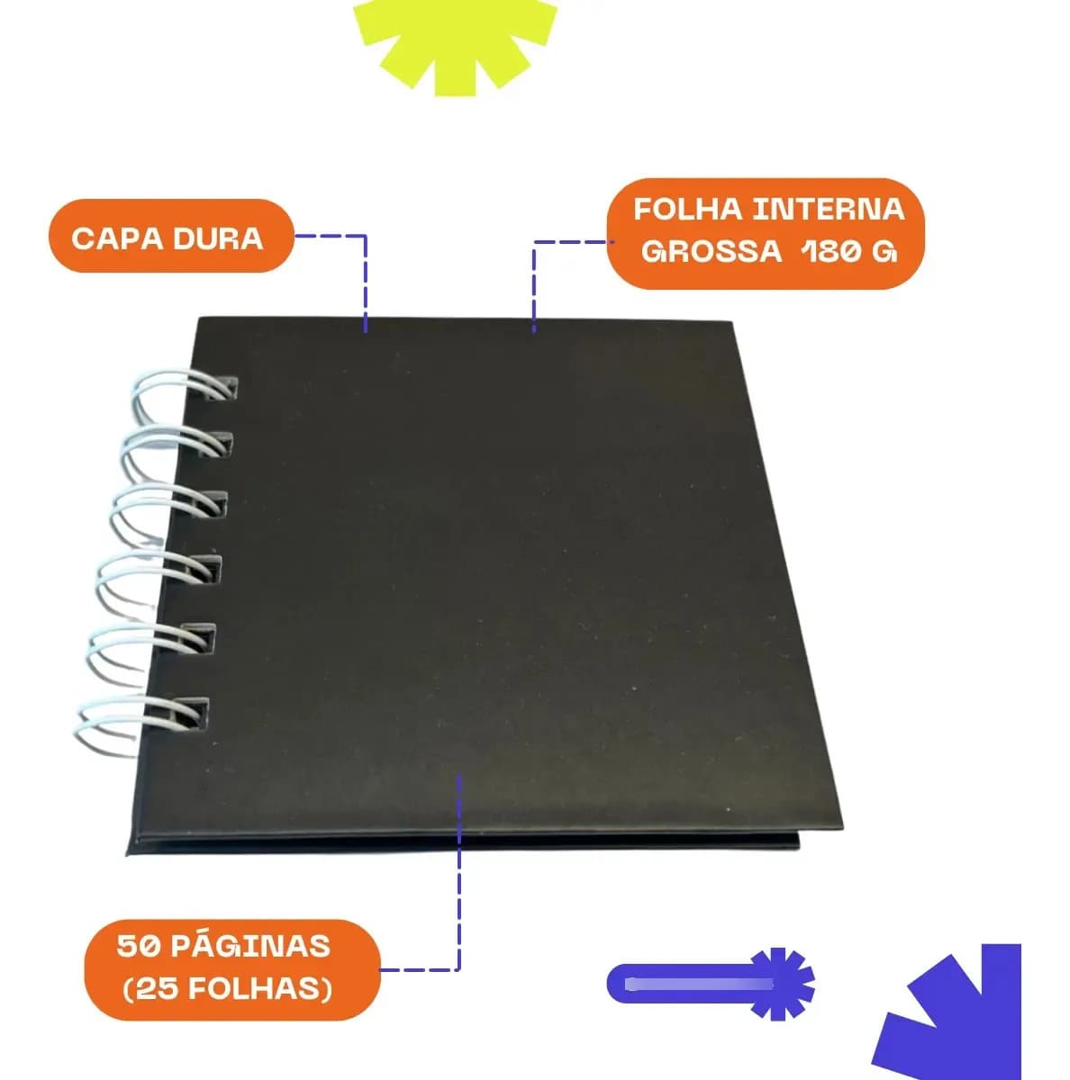 Mini Scrapbook Namorados 10x10cm 50 Páginas Capa Dura 180g Preto Capa Lisa — imagem 4