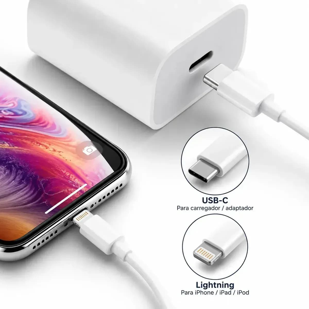 Cabo De Conexão Usb - C Para Lightning Da Apple (1 M) Cor Branc — imagem 3