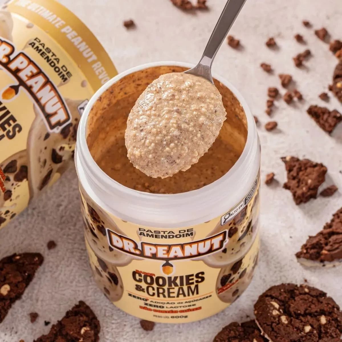 Pasta de Amendoim Dr. Peanut Gourmet de Cookies and Cream 600g — imagem 2