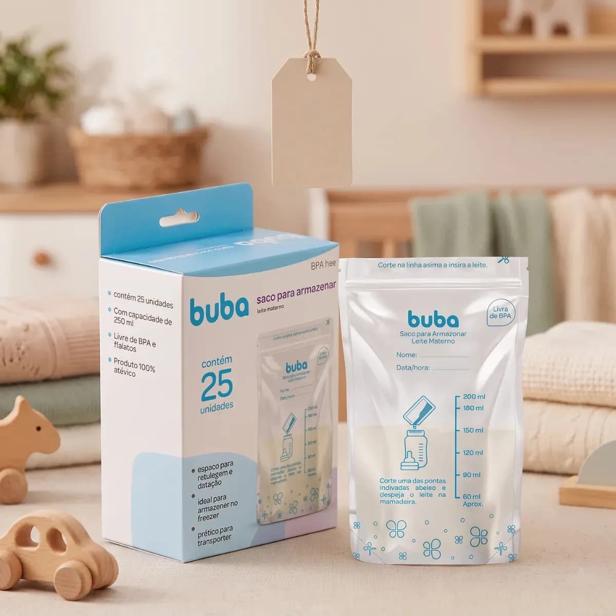 Kit 25 Sacos Para Armazenar e Congelar Leite Materno Buba 200ml — imagem 6