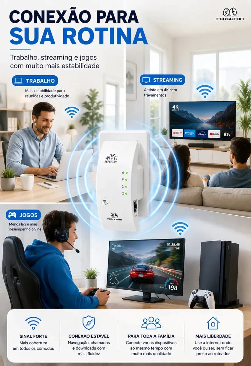 Repetidor De Sinal Wifi Roteador Wireless Amplificador Potente Sem Fio Turbo Cor Branco 1800mbps Longo Alcance Internet Porta Ethernet Casa Escritório Configura — imagem 4