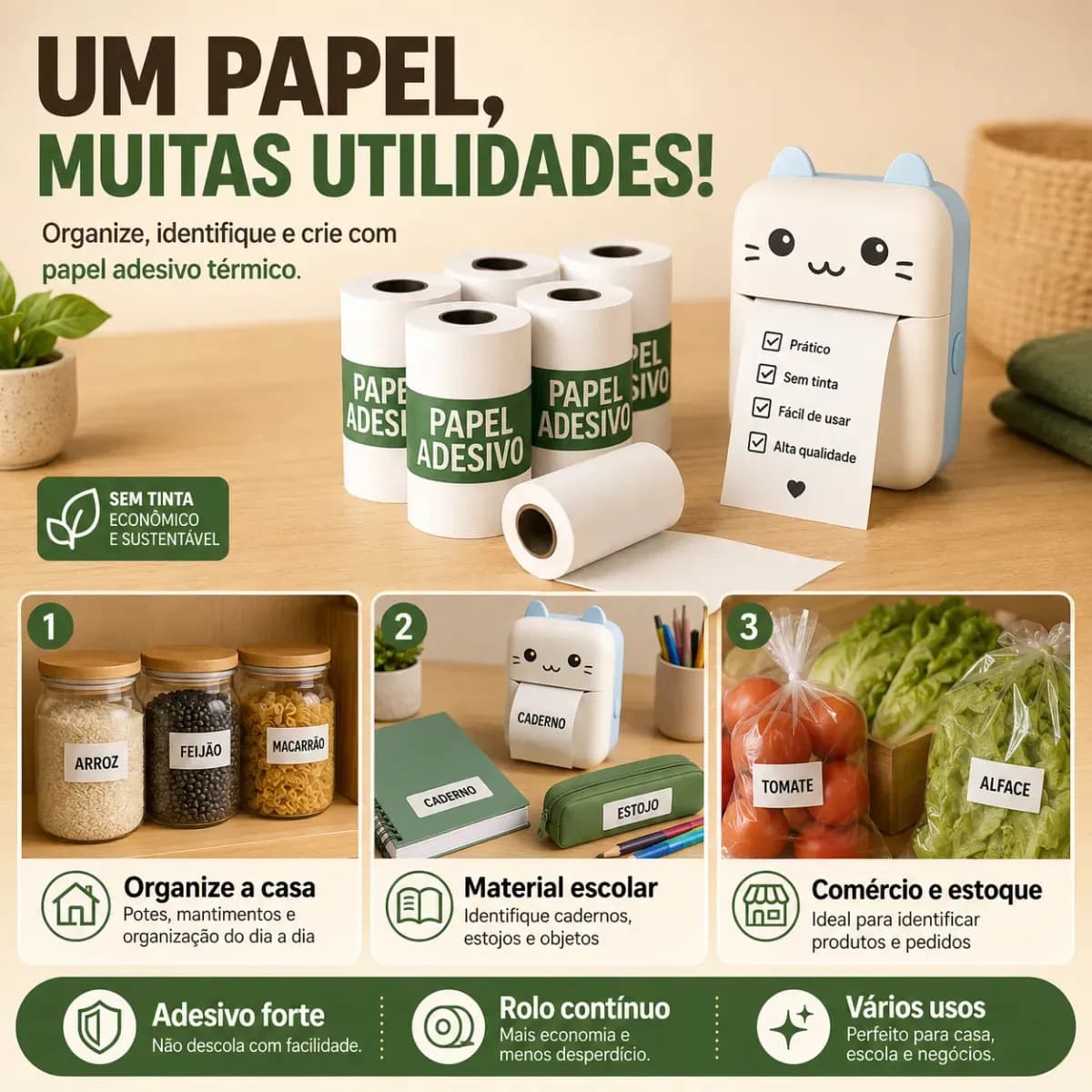 10 Rolos Bobinas Continua Papel Térmico Adesivo 57x30mm para Mini Impressora Portátil, Câmera Infantil que Imprime Fotos, Refil Autocolante Sem Tinta para Etiqu — imagem 4