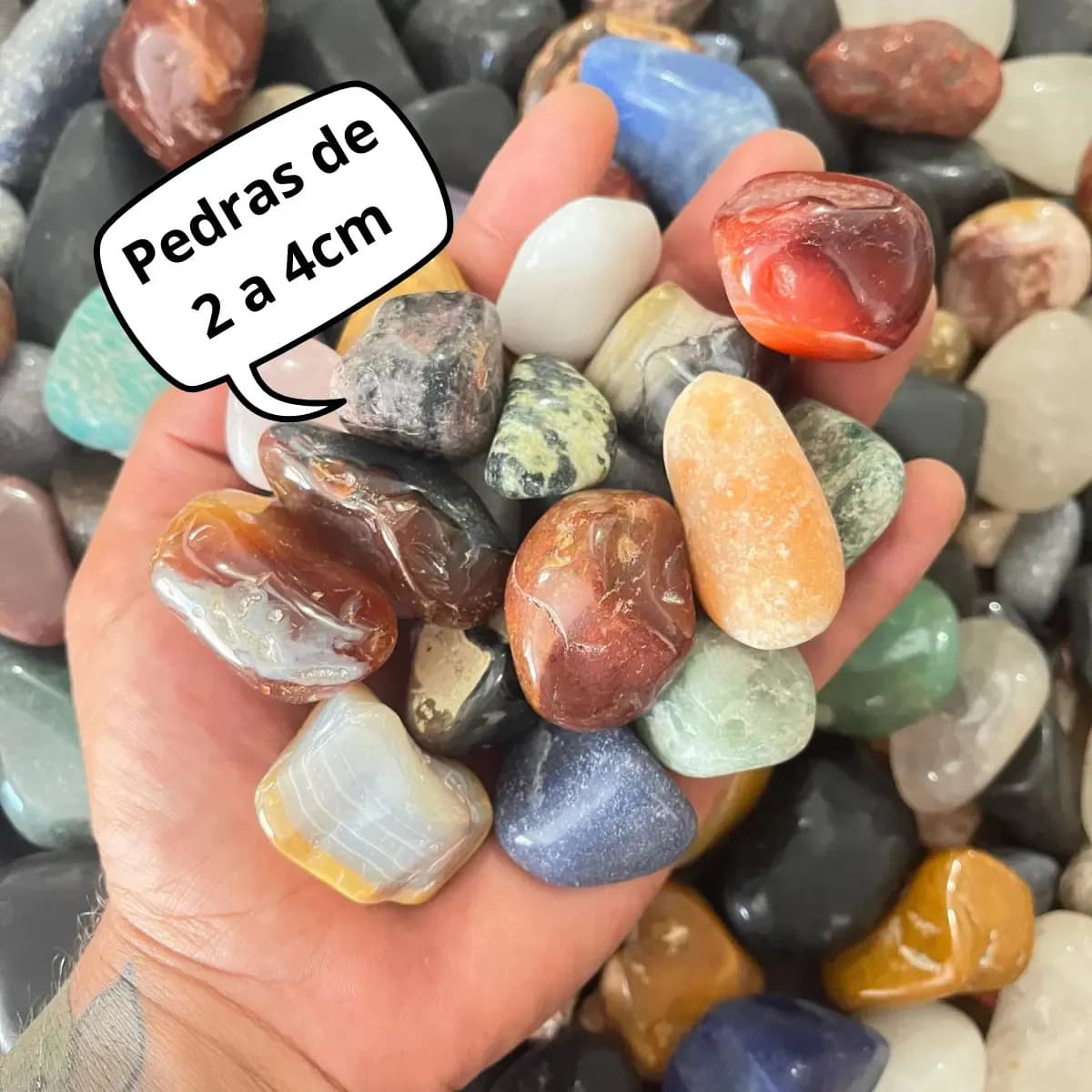 Pedra Rolada Sortida Mista Natural 1kg Artesanato Sortida Verde, Rosa, Azul, Roxo, Preto, Marrom, Amarelo, Lilas — imagem 4