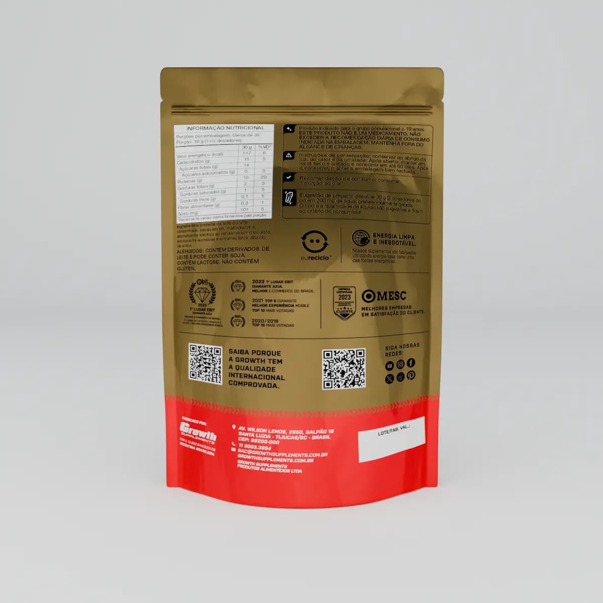 Proteína Growth Supplements Basic Whey em pó sabor Chocolate x 1kg — imagem 4